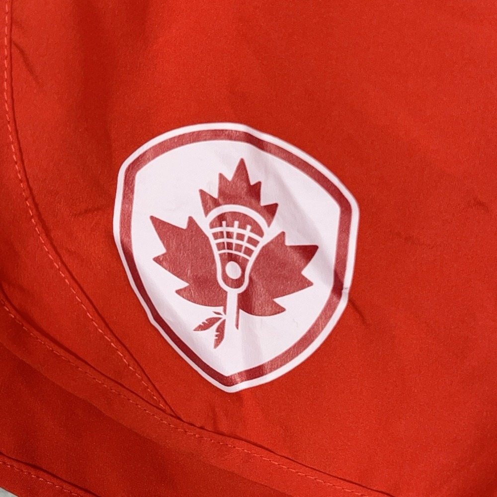 Nike Dri Fit Womens Lined Running Shorts M Red Drawstring 4" Lacrosse Zip Pocket - Picture 2 of 14